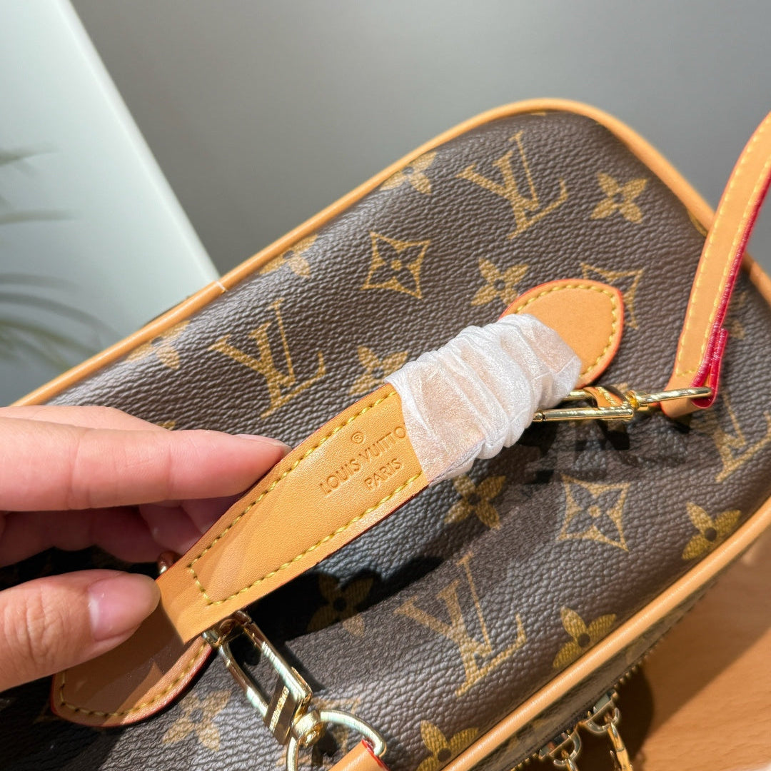 Leather Zip Vanity Bag