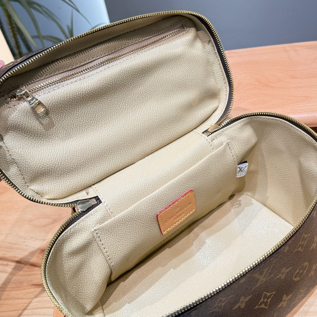 Leather Zip Vanity Bag