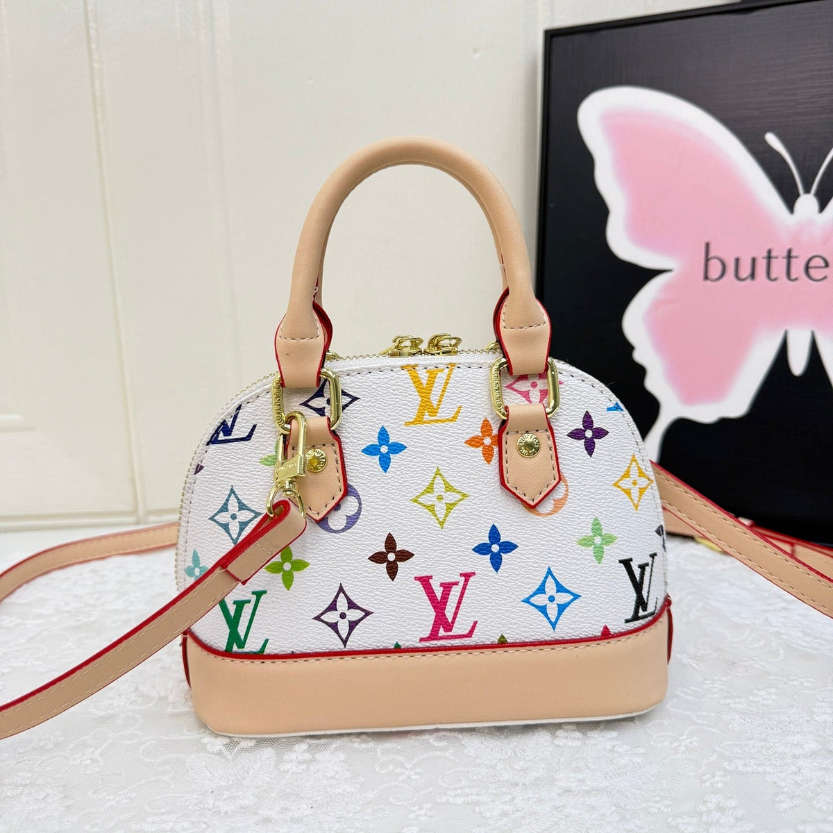 White Leather  Satchel Bag