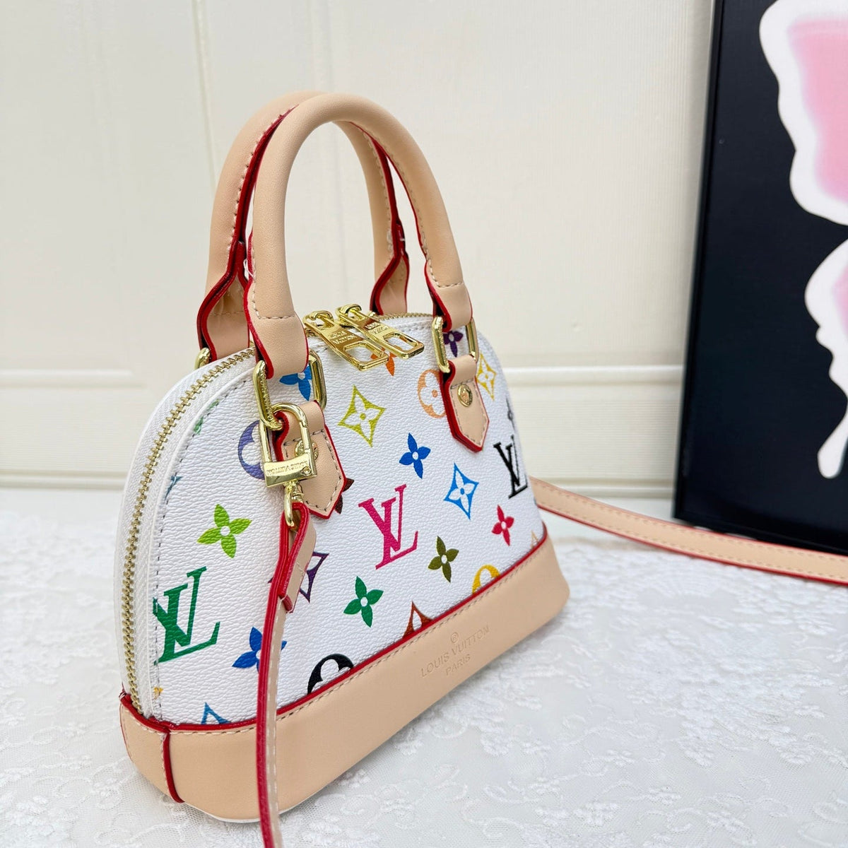 White Leather  Satchel Bag