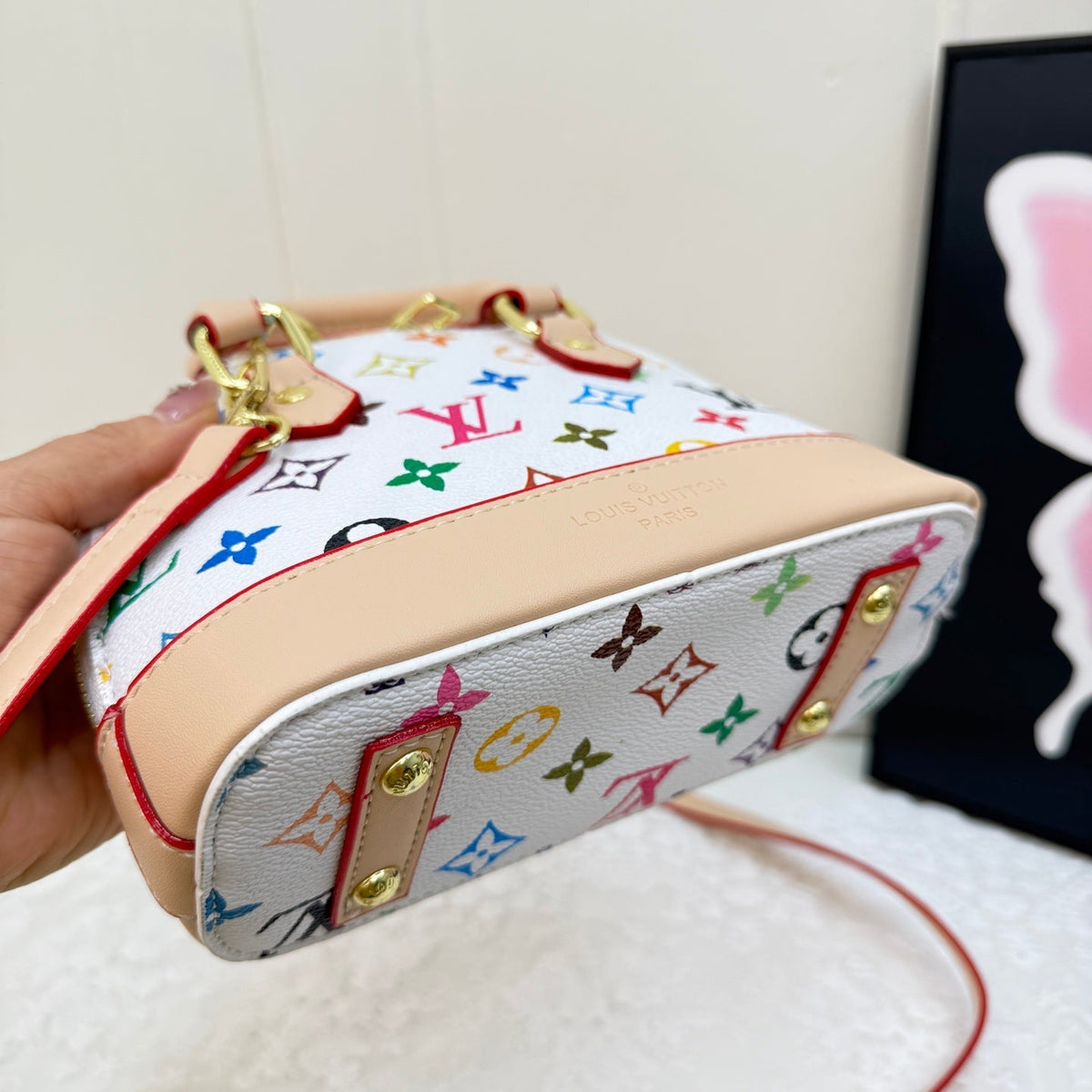 White Leather  Satchel Bag
