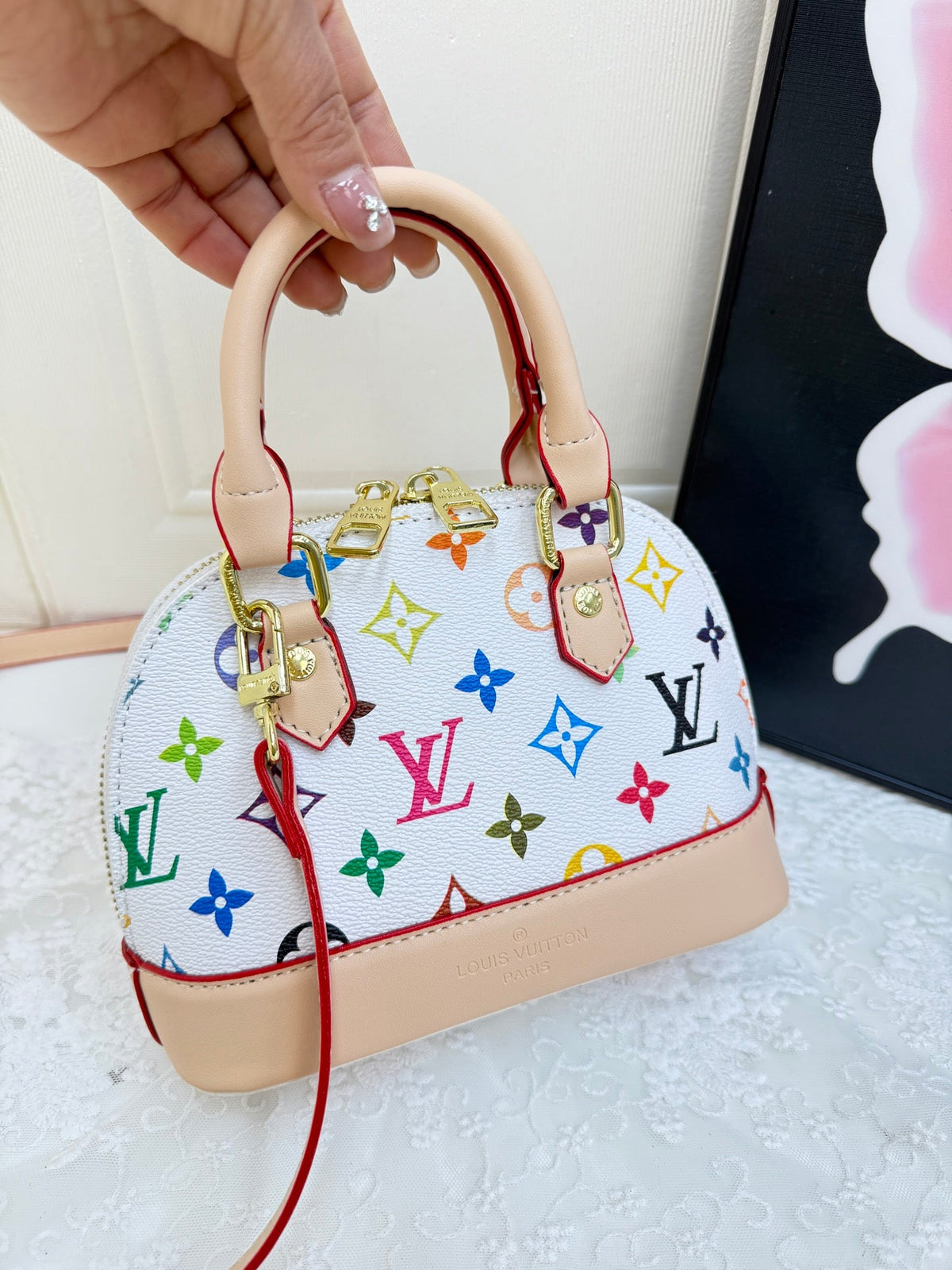 White Leather  Satchel Bag
